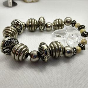 Ornate lamp work silver‎ bracelet B1326
